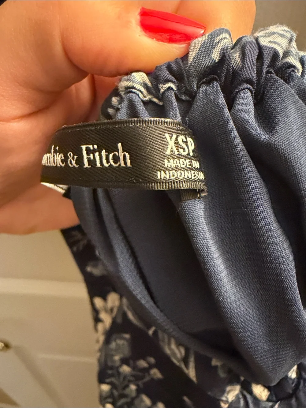 Abercrombie & Fitch Navy Floral Maxi Dress with Puff Sleeves